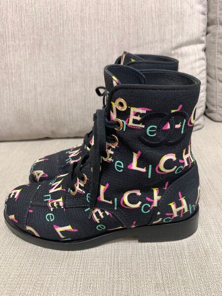 シャネル CHANEL ショートブーツ レースアップブーツ ココマーク 37サイズ