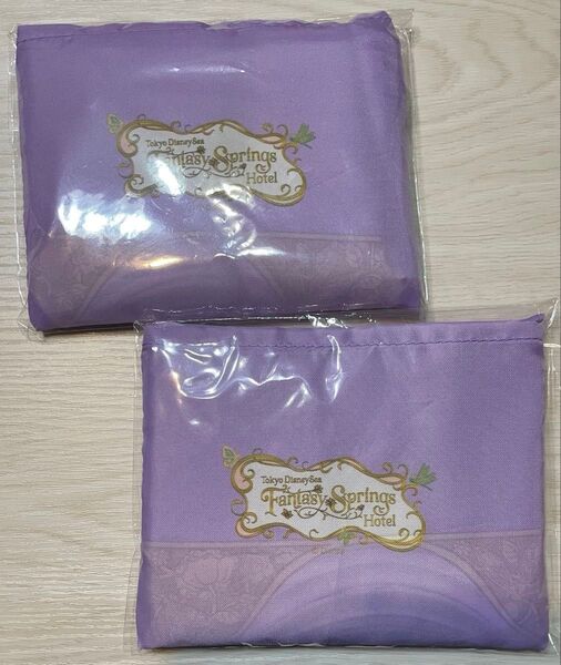 新品 未開封 ファンタジースプリングスホテル エコバッグ 2個 ヘアゴムセット