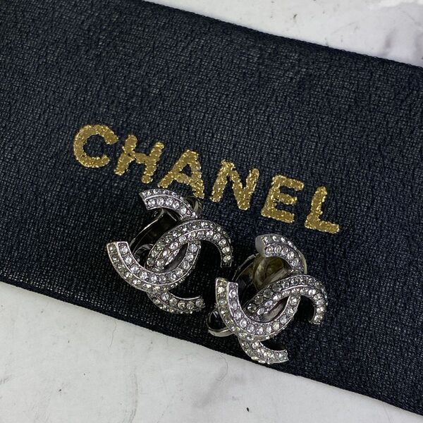 【最終処分SALE】CHANEL シャネル ココマーク ラインストーン11P イヤリング シルバー K-5477