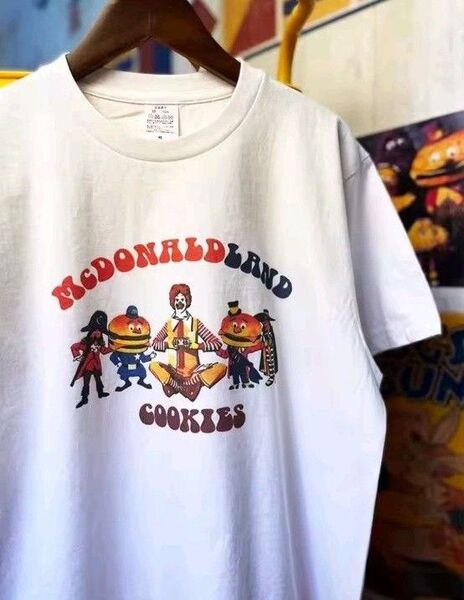 【Lサイズ】アメリカンレトロ マクドナルドファミリープリントTシャツ