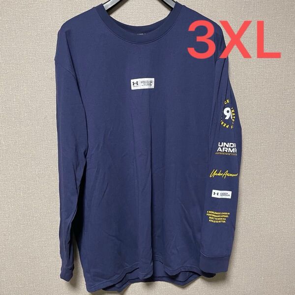 アンダーアーマー UNDERARMOUR UA 長袖 ロンT シャツ ネイビー メンズ 3XL loose ルーズ 大きいサイズ