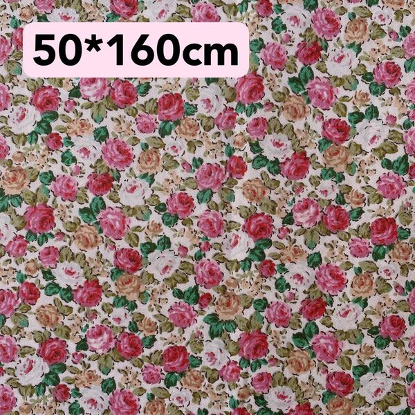 生地 50*160cm 薔薇 ピンク ハンドメイド 手芸 手作り 入学入園 バッグ ポーチ ペット カバー ぬいぐるみ 人形ドール