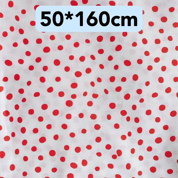 生地 50*160cm 赤 ドット 不規則 水玉 ハンドメイド 手芸 手作り 入学入園 バッグ ポーチ カバー 人形 ドールペット