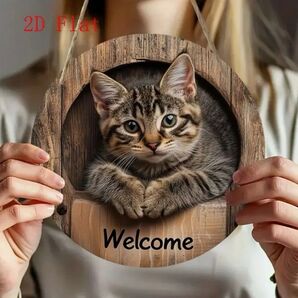 キジトラ ウェルカムボード 猫 ネコ ねこ 玄関 インテリア welcome