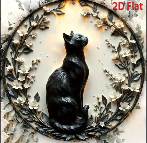 猫と花 メタルウォールアート アルミプレート 黒猫 猫 ネコ ねこ ウォールデコレーション インテリア 壁飾り シンプル