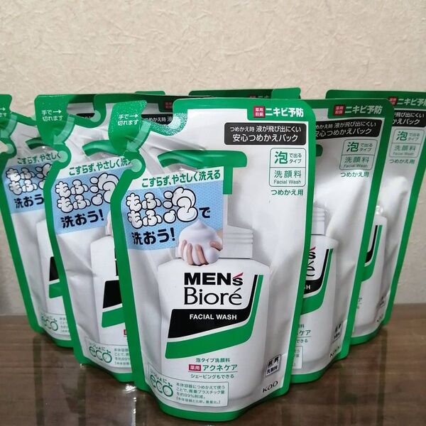 花王 メンズビオレ 泡タイプ洗顔料 アクネケア洗顔 つめかえ用 130ml 6袋セット