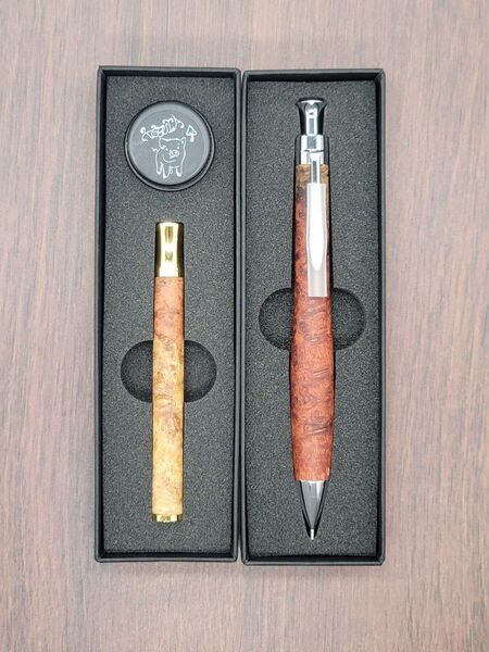 新品 こぶた工房 極上花梨瘤 シャープペンシル0.5 芯ケースセット