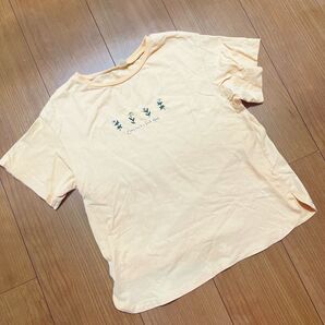 apreslescours アプレレクール お花刺繍入り 半袖 Tシャツ 夏服 シンプル ガーリー 140cm Tシャツ