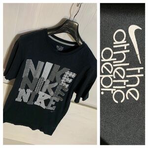 NIKE ナイキ　ダイヤ痕×水玉ドット×四角キューブ　3連デカロゴ クッキー？　半袖　Tシャツ　黒　M ブラック×グレー×ダークグレー