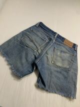 70's ヴィンテージ levi's リーバイス 501 66前期　クラッシュリペア　カットオフ　切りっぱなしステッチ止め　デニムショーツ W31約76cm_画像4