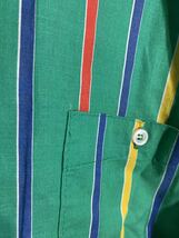 RECITAL リサイタル　フランス製　ヴィンテージ 緑ストライプ　柄　長袖　シャツ　1 グリーン×青×赤×黄×白　ブラウス_画像5