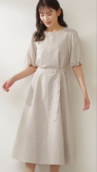 NATURAL BEAUTY BASIC ナチュラルビューティベーシック パフスリーブサッカーワンピース Sサイズ
