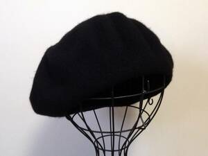 ★material wool 黒★シンプルで使いやすいウールベレー帽★9169