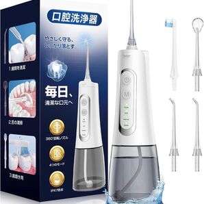 口腔洗浄器 ジェットウォッシャー 4つノズル付き USB充電