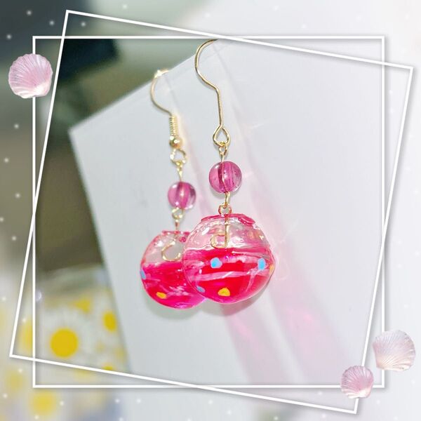 ピアス ハンドメイド ヨーヨー プレゼントにも ゴールド