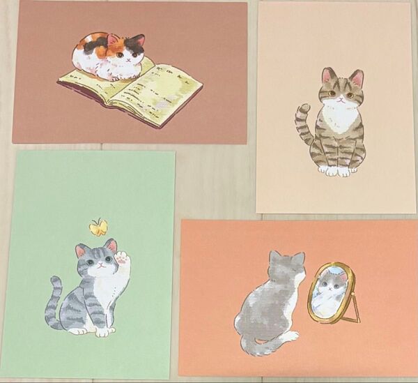 ポストカード ねこ 猫 4枚セット 三毛猫 かわいい