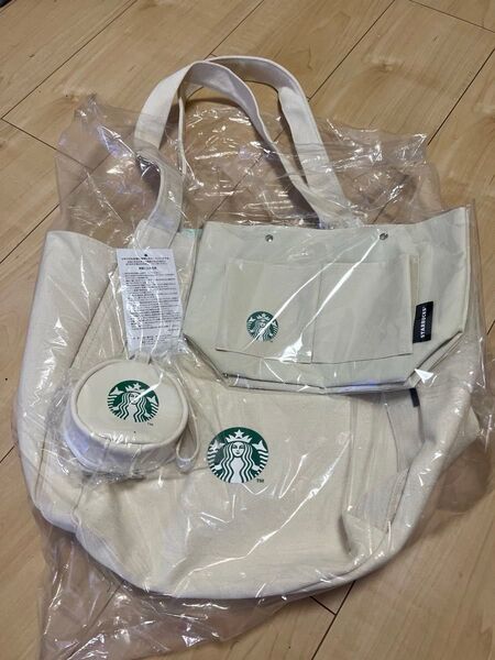 【値下げ】スタバ 福袋2025 トートバック&クリアポーチ&バックインバック セット