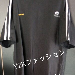 タイムセール!最終値下げ!Y2Kファッション 袖ラインTシャツ ブラック Sサイズ