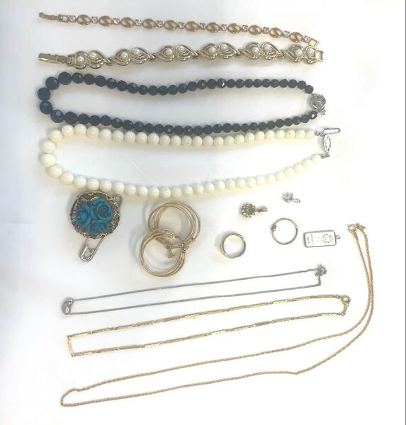 遺品整理 ジュエリーおまとめ 14点 おまとめ ネックレス ブレスレット リング ネックレストップ ブローチ