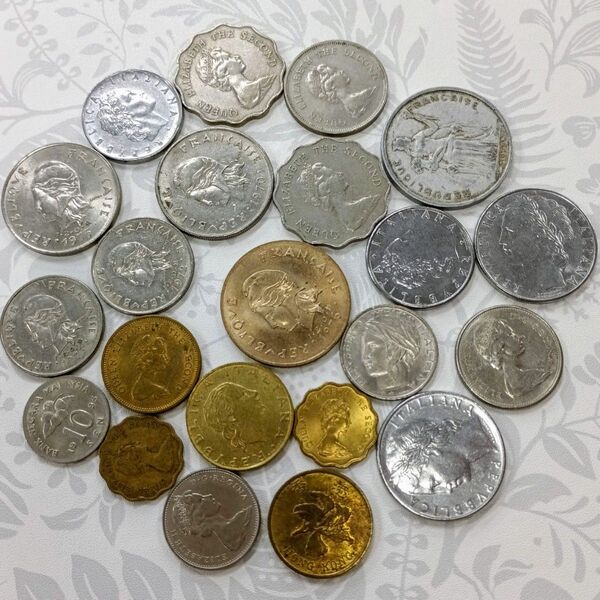 外国硬貨 フランス イタリア 香港 カナダ 計22枚