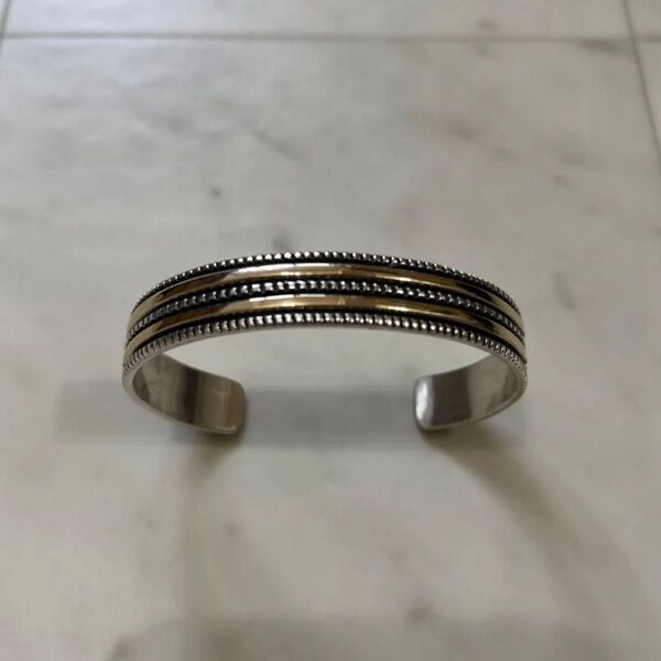 Bruce Morgan ナバホ族 バングル 14K ブルースモーガン ブレスレット 14K 2連チゼルワーク