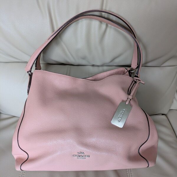 良品 COACH コーチ オールレザー ショルダーバッグ 桜ピンク