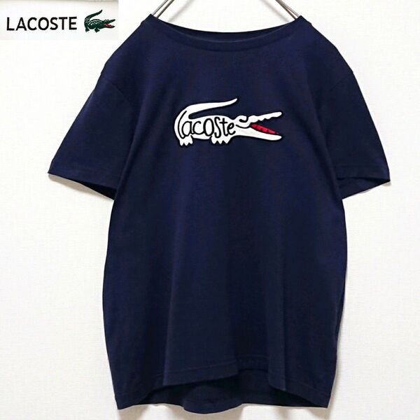 人気モデル ラコステ センター デカワニ 刺繍 ロゴ 半袖 Tシャツ
