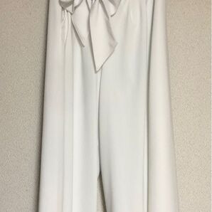 ガウチョパンツ① ホワイト リボンベルト付き