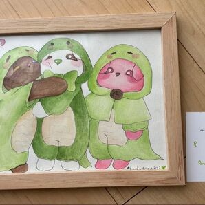 プレゼント付き イラスト オリジナル くま うさぎ ねこ 巳年 着ぐるみ 原画