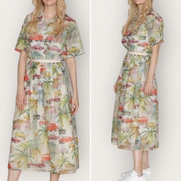 超美品!GRACE CONTINENTAL Grace Classリップストップ プリントシャツ スカート セットアップ 上S下M