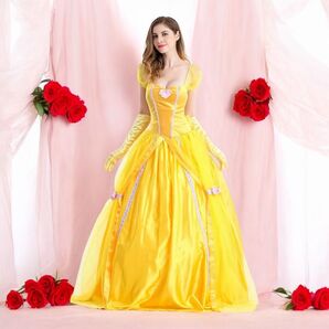 【新品】美女と野獣ベル風コスチュームドレスコスプレ衣装 ディズニー大人レディース