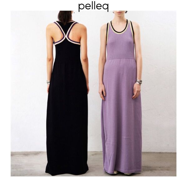pelleq lined tank dress ラインタンクドレス ペレック ライラック ワンピース ニット 日本製 タンクトップ