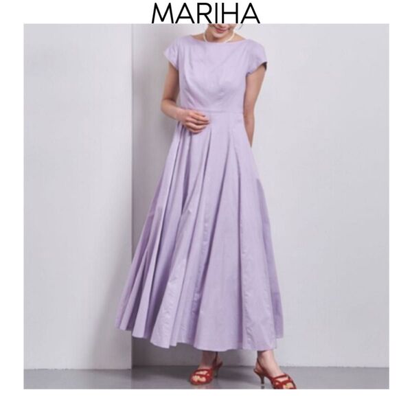 MARIHA 月の夢のドレス ラベンダー ショートスリーブ ワンピース マリハ 半袖 ロング インド綿 フレアー コットン 38