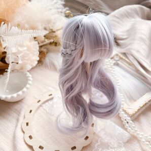 ドール ウィッグ ドールウィッグ ブルーグレー ロングヘア ドール用 耐熱性 ヘアアレンジ 推し活 かわいい カスタムドール 綺麗