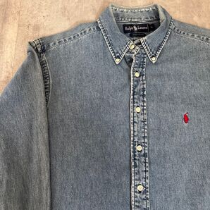 ラルフローレン ワンポイント 刺繍ロゴ デニムシャツ ビッグサイズ