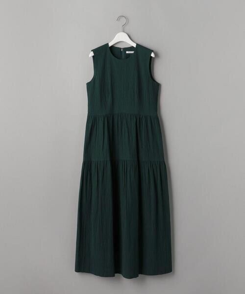BEAUTY&YOUTH UNITED ARROWS リップル ティアード ノースリーブ ワンピース ダークグリーン M