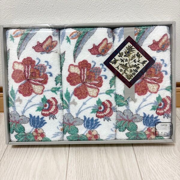 未使用 BATIK&SARASA フェイスタオル 綿100% 日本製 タオルセット 花柄 保管品