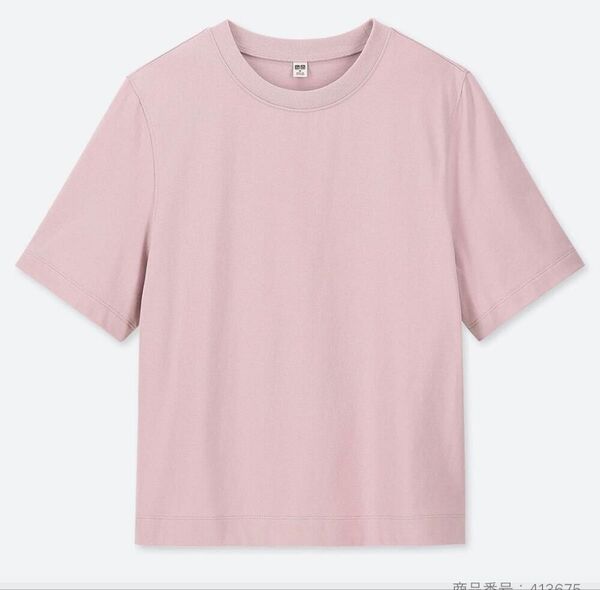 ユニクロ クロップドクルーネックT ピンク 半袖Tシャツ Tシャツ UNIQLO トップス