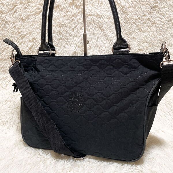 【A4】Kipling キプリング ショルダーバッグ トートバッグ ハンドバッグ ブラック モンキーチャーム