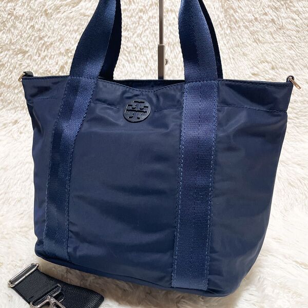 【2way】TORY BURCH トリーバーチ トートバッグ ショルダーバッグ クロスボディバッグ 肩掛け 斜め掛け ネイビー