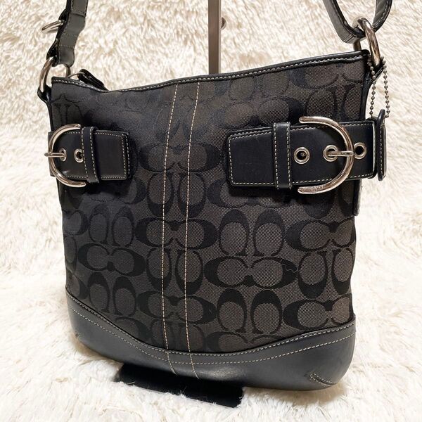 【2way】COACH コーチ シグネチャー ショルダーバッグ クロスボディバッグ 肩掛け 斜め掛け ブラック