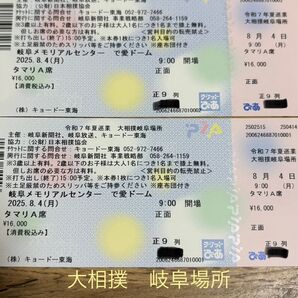 大相撲岐阜場所 チケット2枚連番
