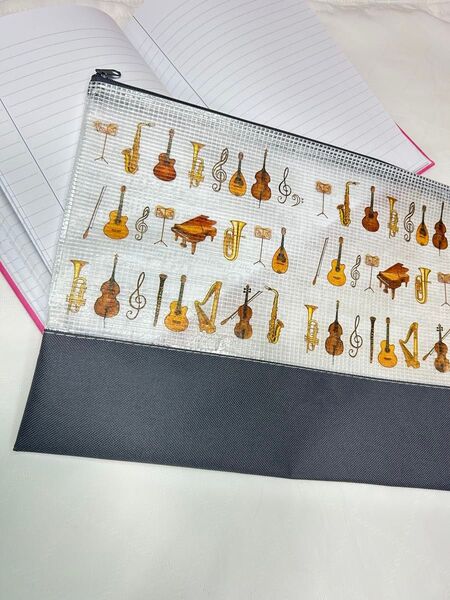 【受注制作】ファイル 文房具 A4 収納 ケース クリア メッシュ チャック マルチ オフィス 学校 連絡帳袋