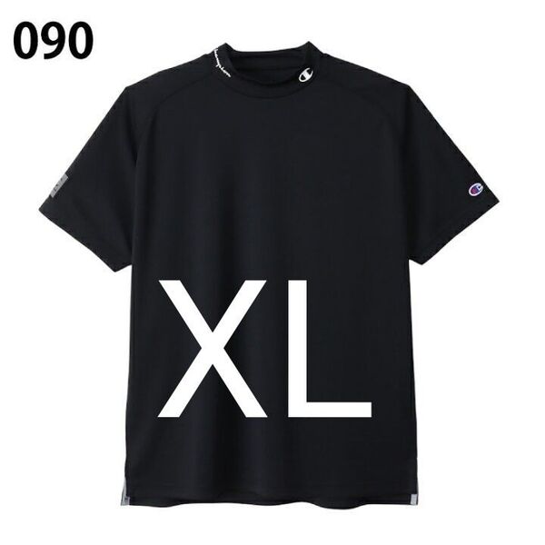 チャンピオン ゴルフ モックネックシャツ ブラック XL 半袖シャツ ゴルフウェア