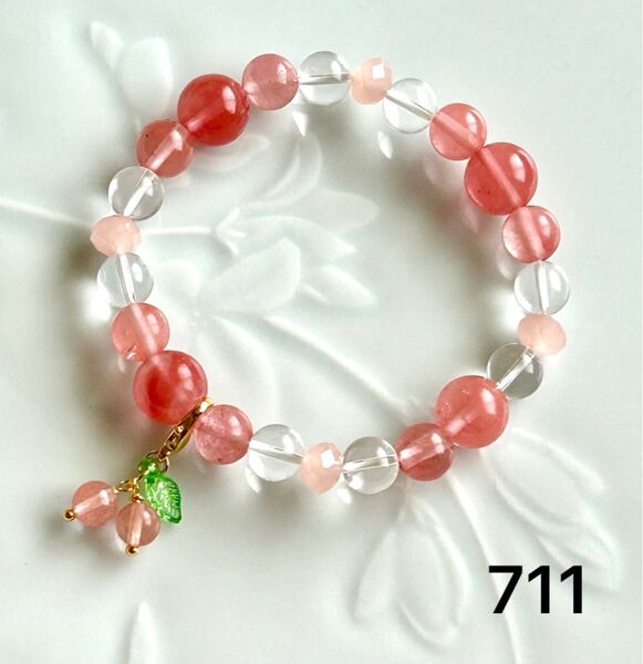 No.711 天然石ブレスレット パワーストーン ハンドメイド チェリークォーツ