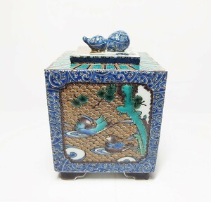  luck .. Hara work / overglaze enamels .. map censer /[ also box ]/ most on work!/ beautiful goods!