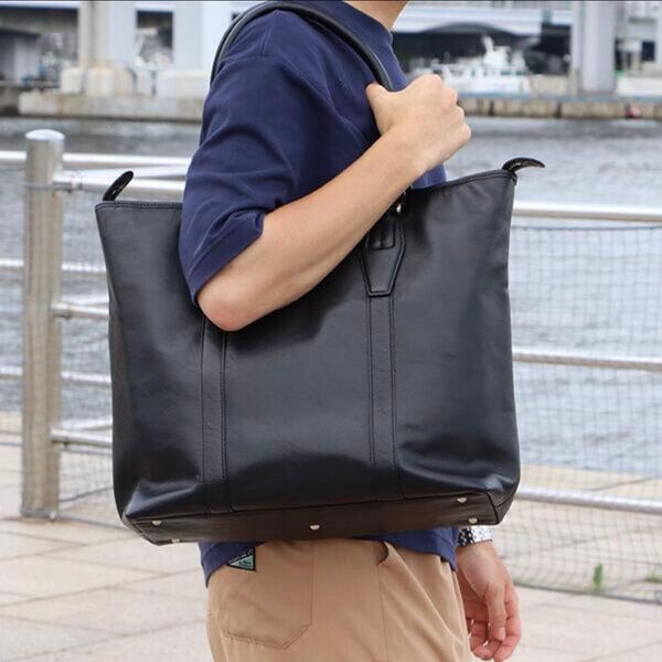 balzo レザー トートバッグ ビジネスバッグ 大容量 A4 ブラック 黒 肩掛け 姫路レザー オイルレザー 日本製 自立