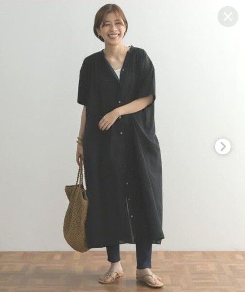 URBAN RESEARCH DOORS コットンボイルハーフスリーブ ワンピース 黒 M 新品タグ付き