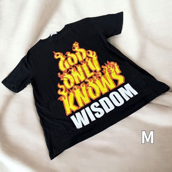 browny Tシャツ ロゴ入り Mサイズ 黒 プリント ファイヤー 半袖 カットソー