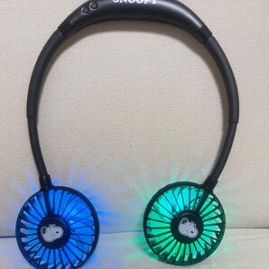 首かけ扇風機 ハンズフリー 光る グラデーション ネッククーラー スヌーピー 暑さ対策 熱中症対策